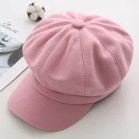 Women's Retro Solid Color Flat Eaves Beret Hat sku image 2