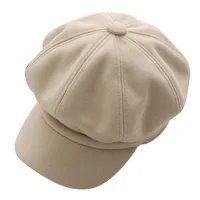 Women's Retro Solid Color Flat Eaves Beret Hat main image 3