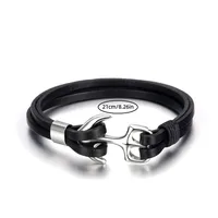 Retro Geometric 304 Stainless Steel Pu Leather Polishing Unisex sku image 1