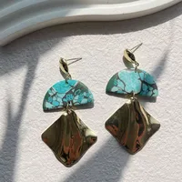 1 Pair Pastoral Classic Style Round Dots Ditsy Floral Plating Alloy Soft Clay 14k Gold Plated Drop Earrings sku image 4