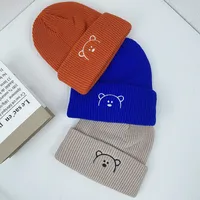 Children Unisex Cute Bear Embroidery Wool Cap main image 4