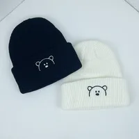 Children Unisex Cute Bear Embroidery Wool Cap main image 3