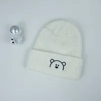 Children Unisex Cute Bear Embroidery Wool Cap sku image 1