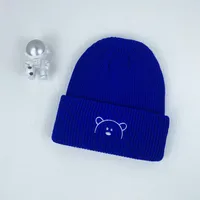 Children Unisex Cute Bear Embroidery Wool Cap sku image 2