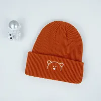 Children Unisex Cute Bear Embroidery Wool Cap sku image 5