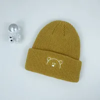Children Unisex Cute Bear Embroidery Wool Cap sku image 3