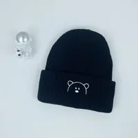 Children Unisex Cute Bear Embroidery Wool Cap sku image 6