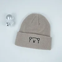Children Unisex Cute Bear Embroidery Wool Cap sku image 4