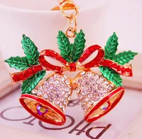 Christmas Bell Zinc Alloy Plating Inlay Rhinestones Christmas Women's Bag Pendant Keychain sku image 1