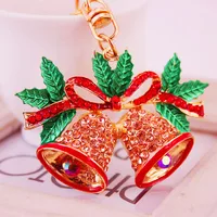 Christmas Bell Zinc Alloy Plating Inlay Rhinestones Christmas Women's Bag Pendant Keychain sku image 2