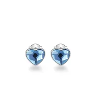 1 Pair 925 Sterling Silver Zircon Heart Shape Ear Studs main image 3