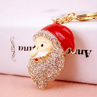 Christmas Santa Claus Alloy Plating Inlay Rhinestones Christmas Unisex Bag Pendant Keychain main image 1