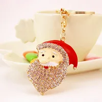 Christmas Santa Claus Alloy Plating Inlay Rhinestones Christmas Unisex Bag Pendant Keychain main image 2