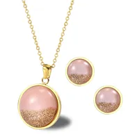 304 Stainless Steel 18K Gold Plated Casual Simple Style Plating Round Earrings Necklace main image 1