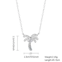925 Sterling Silver Zircon Cable Chain Inlay Coconut Tree Necklace sku image 1