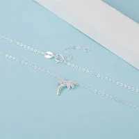 925 Sterling Silver Zircon Cable Chain Inlay Coconut Tree Necklace main image 3