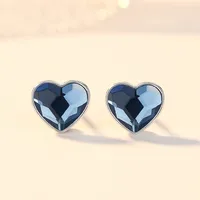 1 Pair 925 Sterling Silver Zircon Heart Shape Ear Studs main image 1