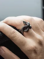 Retro Punk Snake Alloy Silver Plated Men's Open Rings main image 1