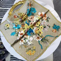 Women's Streetwear Flower Satin Printing Silk Scarf main image 4