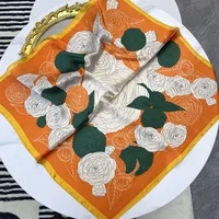Women's Sweet Pastoral Flower Satin Printing Silk Scarf sku image 4