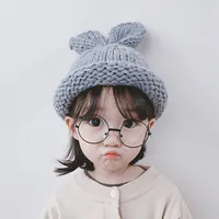 Children Unisex Cute Simple Style Bunny Ears Wool Cap main image 5