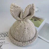 Children Unisex Cute Simple Style Bunny Ears Wool Cap sku image 1