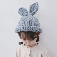 Children Unisex Cute Simple Style Bunny Ears Wool Cap main image 2