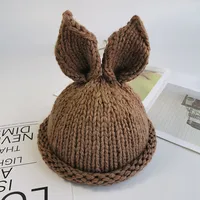 Children Unisex Cute Simple Style Bunny Ears Wool Cap sku image 2