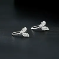 1 Pair Simple Style Leaf Sterling Silver Hoop Earrings sku image 1