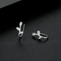 1 Pair Simple Style Leaf Sterling Silver Hoop Earrings sku image 2