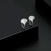 1 Pair Simple Style Leaf Sterling Silver Hoop Earrings sku image 3