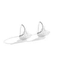 1 Pair Simple Style Leaf Sterling Silver Hoop Earrings main image 2