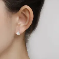1 Pair Simple Style Leaf Sterling Silver Hoop Earrings main image 3