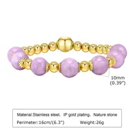 Simple Style Commute Leaf Water Droplets Rhombus Stainless Steel Natural Stone Wholesale Bracelets main image 5
