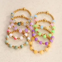 Simple Style Commute Leaf Water Droplets Rhombus Stainless Steel Natural Stone Wholesale Bracelets main image 2