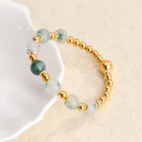 Simple Style Commute Leaf Water Droplets Rhombus Stainless Steel Natural Stone Wholesale Bracelets sku image 5