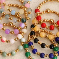 Simple Style Commute Leaf Water Droplets Rhombus Stainless Steel Natural Stone Wholesale Bracelets main image 4