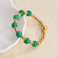 Simple Style Commute Leaf Water Droplets Rhombus Stainless Steel Natural Stone Wholesale Bracelets sku image 9