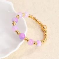 Simple Style Commute Leaf Water Droplets Rhombus Stainless Steel Natural Stone Wholesale Bracelets sku image 1