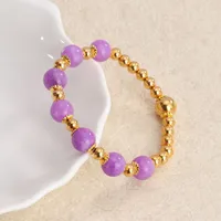 Simple Style Commute Leaf Water Droplets Rhombus Stainless Steel Natural Stone Wholesale Bracelets sku image 14