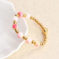 Simple Style Commute Leaf Water Droplets Rhombus Stainless Steel Natural Stone Wholesale Bracelets sku image 2