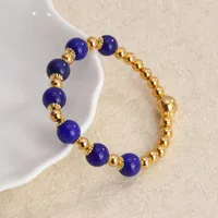 Simple Style Commute Leaf Water Droplets Rhombus Stainless Steel Natural Stone Wholesale Bracelets sku image 3