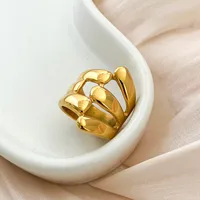 304 Stainless Steel 14K Gold Plated Casual Simple Style Commute Plating Hollow Out Solid Color Rings main image 3