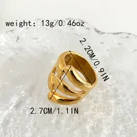 304 Stainless Steel 14K Gold Plated Casual Simple Style Commute Plating Hollow Out Solid Color Rings main image 5