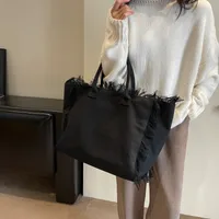 Women's Canvas Solid Color Basic Streetwear Sewing Thread Square Open Shoulder Bag Square Bag Underarm Bag main image 3