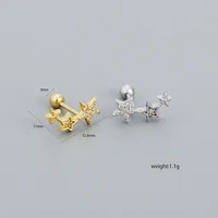 Sweet Star Sterling Silver Ear Studs Plating Zircon 925 Silver Earrings main image 3