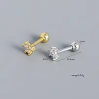 S925 Silver Flower Diamond Mini Screw Ear Bone Stud Sweet Earrings main image 1