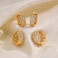 1 Pair IG Style Vintage Style U Shape Plating Inlay Brass Zircon Hoop Earrings main image 1