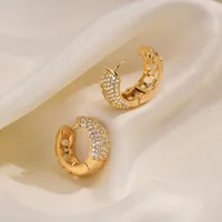 1 Pair IG Style Vintage Style U Shape Plating Inlay Brass Zircon Hoop Earrings main image 8