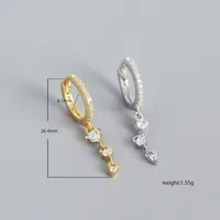 925 Sterling Silver Gem Geometric Earrings main image 2